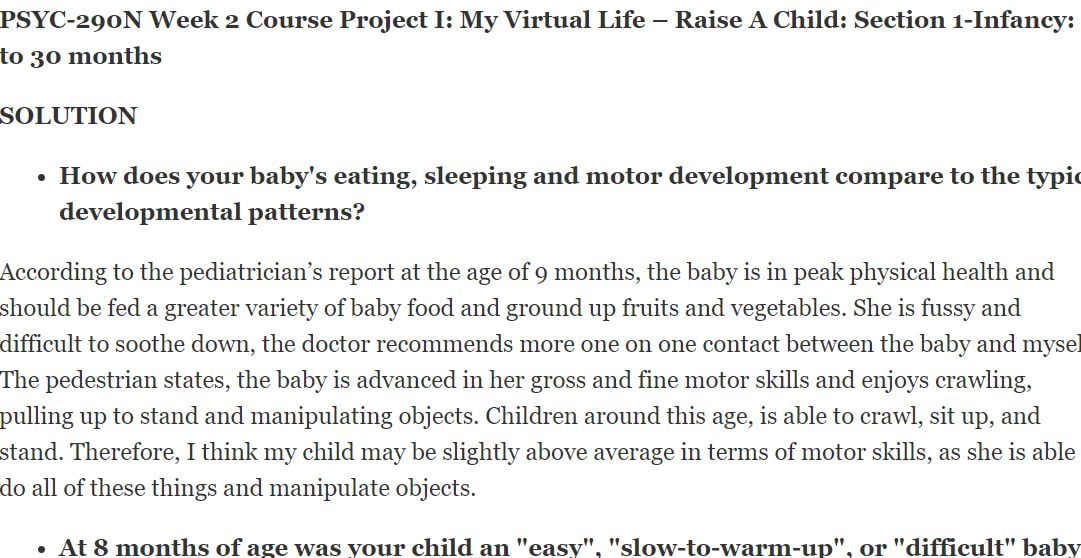 my virtual life assignment ages 0 2