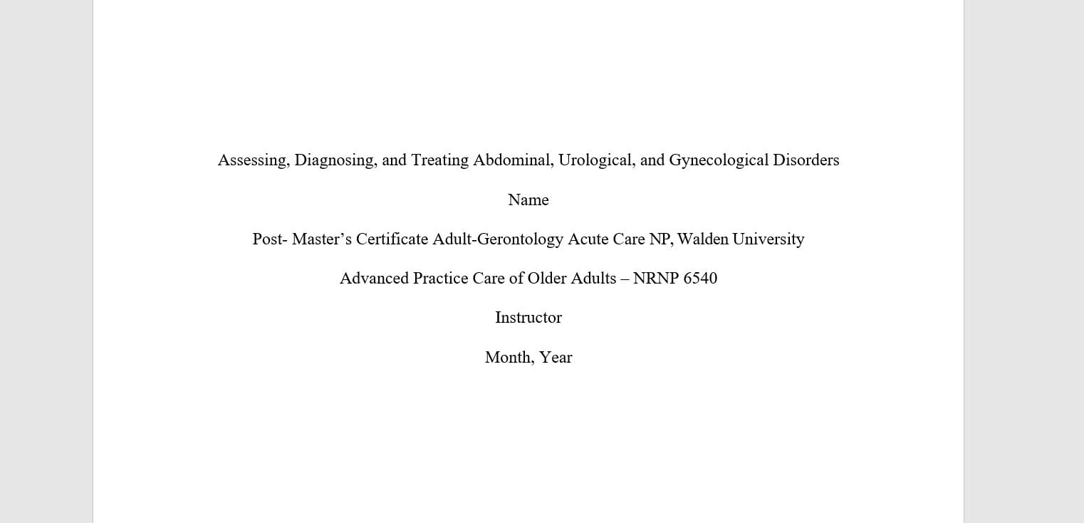 (Solution) NRNP 6540 Week 7 Assignment; Assessing Diagnosing ...