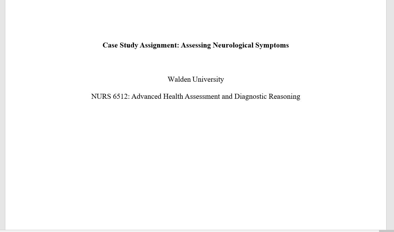 (Answered) NURS 6512 Week 9 Case Study Assignment: Assessing ...