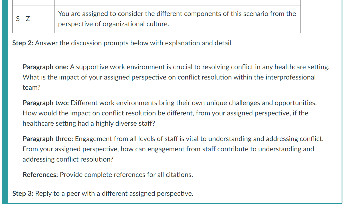 (Solution) NR447 Week 3 Discussion: Conflict Resolution - Scholarly Guider