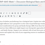 (Solution) NRNP-6645 Week 1: Discussion Biological Basis and Ethical/Legal Considerations of Psychotherapy